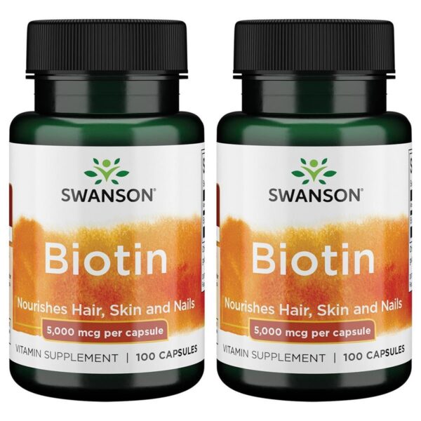 Swanson Biotina 5000 mcg 100 cápsulas paquete doble