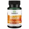 Swanson Biotina Vitamina B7 5000 mcg 100 cápsulas botella frontal