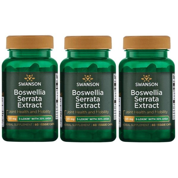 Swanson Boswellia Serrata 125 mg 60 cápsulas vegetales paquete de 3
