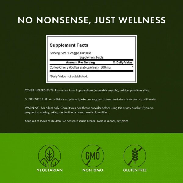 Cápsulas vegetales Swanson cereza de café 60ct