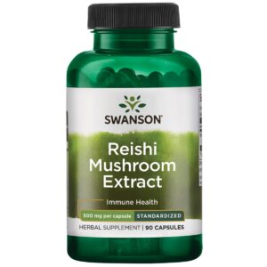 Swanson cápsulas extracto hongo Reishi 500mg paquete