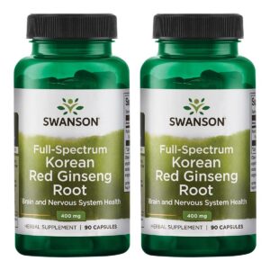 Swanson cápsulas de ginseng rojo coreano 400 mg paquete doble