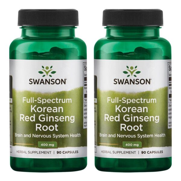 Swanson cápsulas de ginseng rojo coreano 400 mg paquete doble