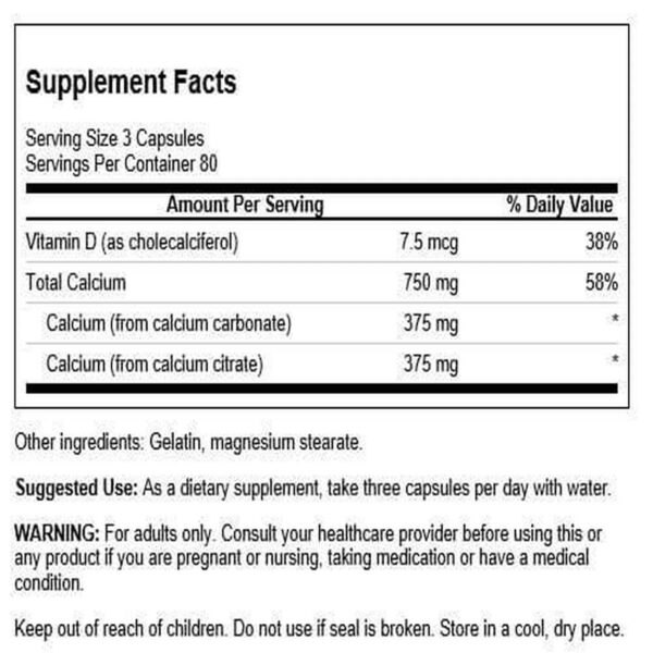 Version 1.0.0 Swanson Citrato de calcio y carbonato etiqueta lateral