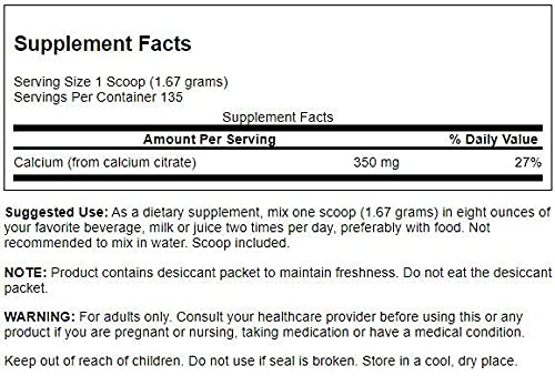 Etiqueta de citrato de calcio Swanson