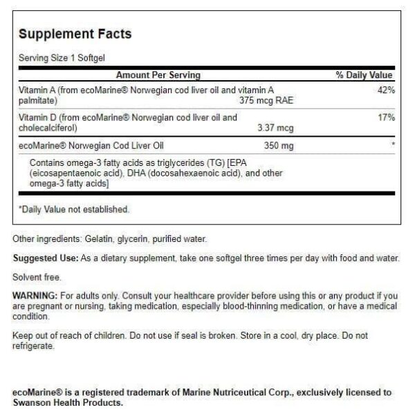 Etiqueta Swanson cod liver oil