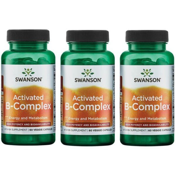 Swanson Complejo B activado 60 cápsulas vegetales paquete 3