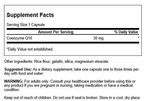Version 1.0.0 Etiqueta frontal de Swanson CoQ10 30 mg