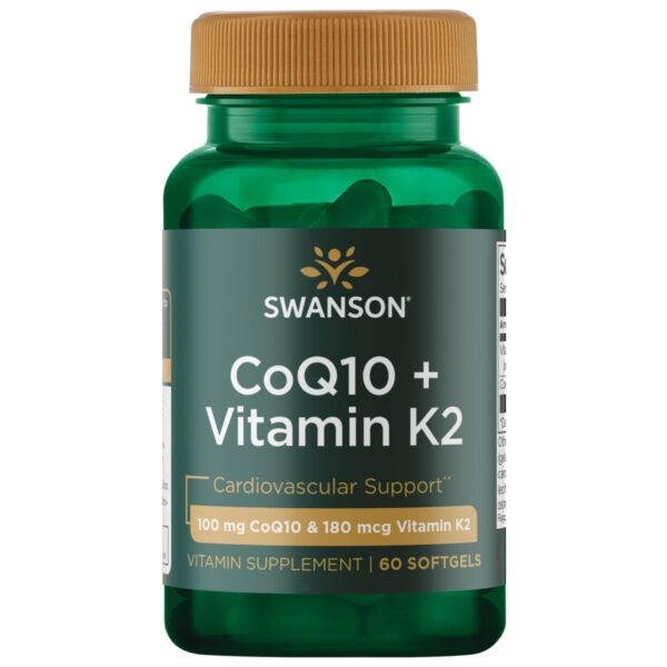 Swanson Coq10 y Vitamina K2 frasco frontal