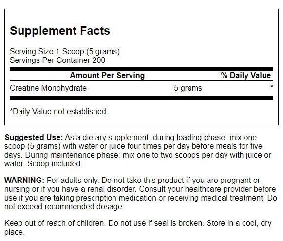 Etiqueta lateral Swanson Creatina Monohidratada