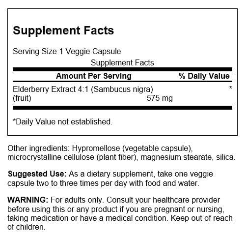 Swanson Extracto de Saúco 575 mg etiqueta frontal