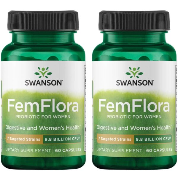 Swanson FemFlora suplemento probiótico femenino 60 cápsulas paquete doble