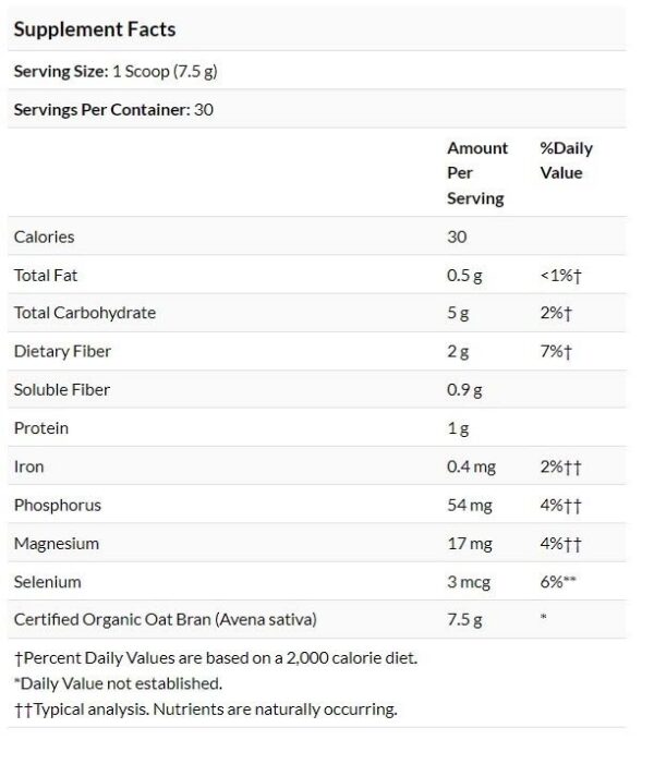 Swanson fibra natural salvado avena saludable digestión