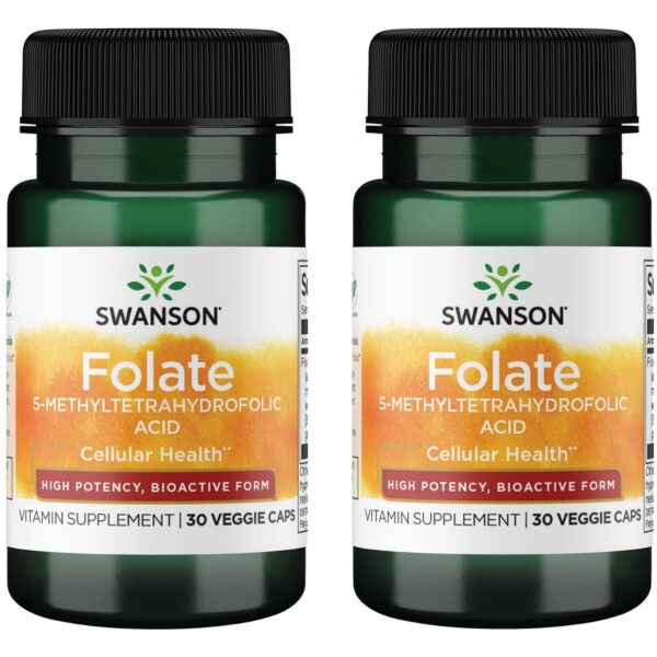Frente de la etiqueta Swanson Folato 5-Metiltetrahidrofolato 800 mcg