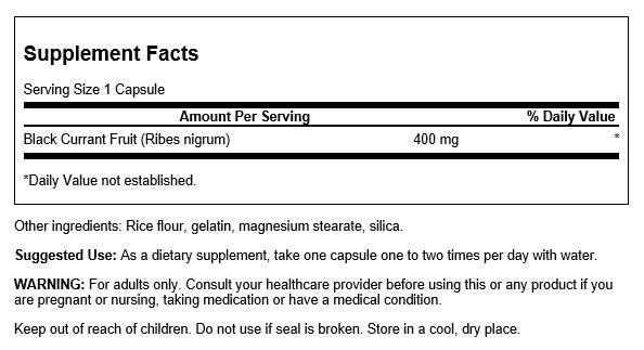 Version 1.0.0 Etiqueta Swanson grosella negra 400 mg cápsulas