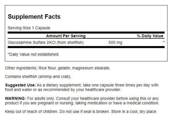 Swanson Glucosamina Sulfato 2Kcl detalle cápsula