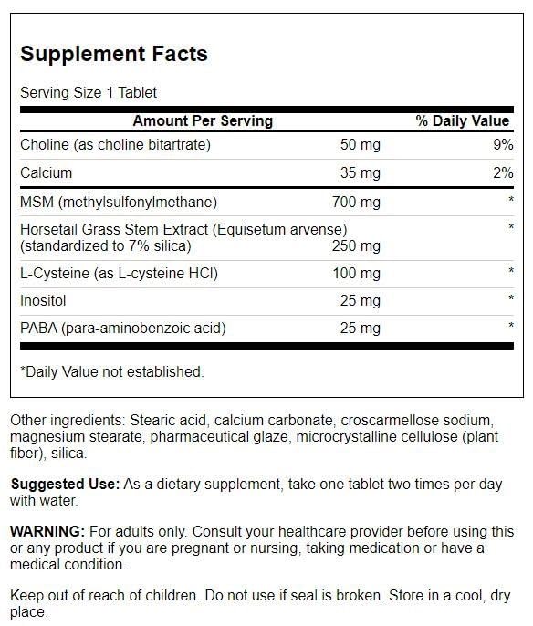 Swanson Hair Skin & Nails 60 tabletas envase lateral