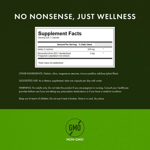 Cápsulas Swanson Indol-3-Carbinol con Resveratrol