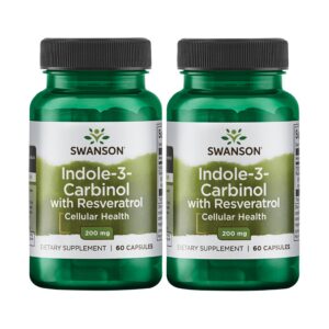 Swanson Indole-3-Carbinol con Resveratrol etiqueta frontal