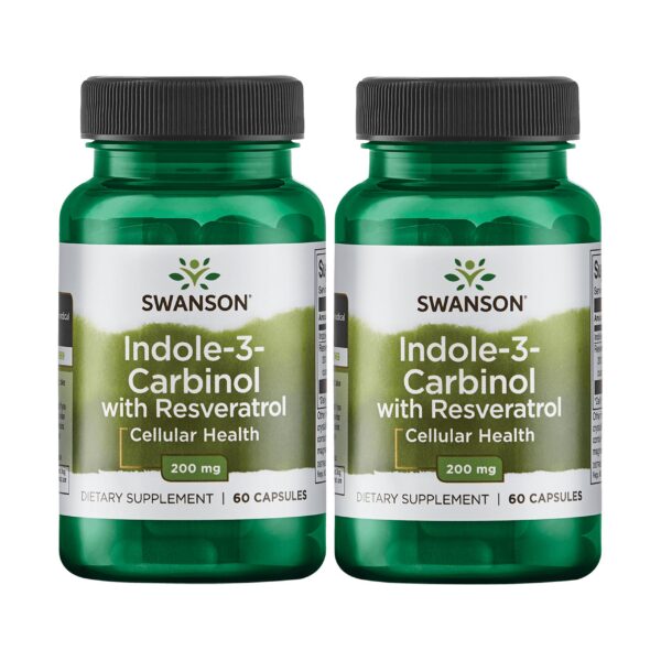 Swanson Indole-3-Carbinol con Resveratrol etiqueta frontal