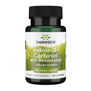 Frontal de la botella Swanson Indole-3-Carbinol con Resveratrol
