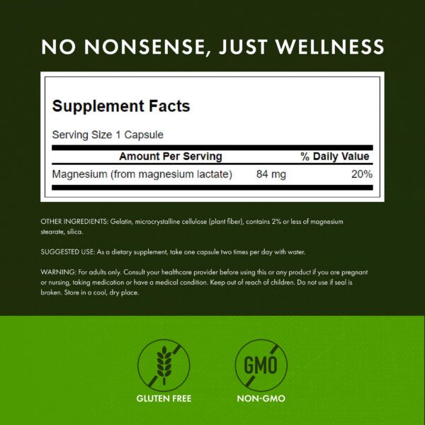 Etiqueta del producto Swanson Magnesio Lactato