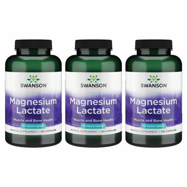 Cápsula Swanson Magnesium Lactate con etiqueta