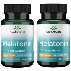 Frontal del suplemento de melatonina herbal Swanson 120 cápsulas
