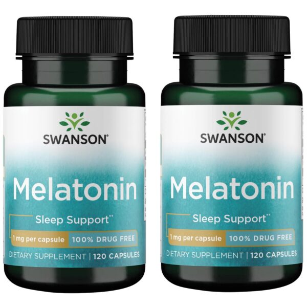 Frontal del suplemento de melatonina herbal Swanson 120 cápsulas