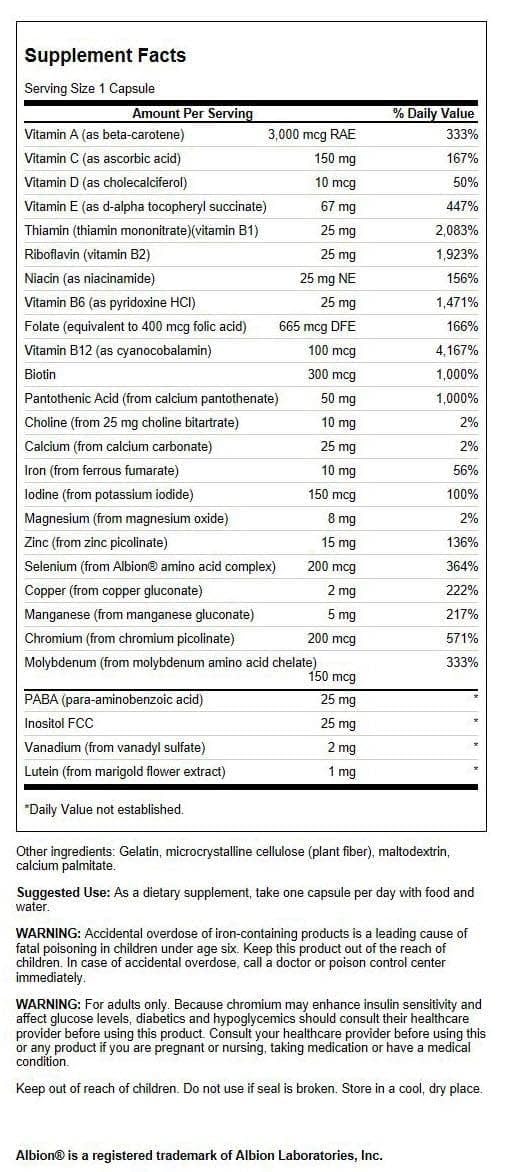 Swanson multivitaminico con hierro para energia y antioxidantes