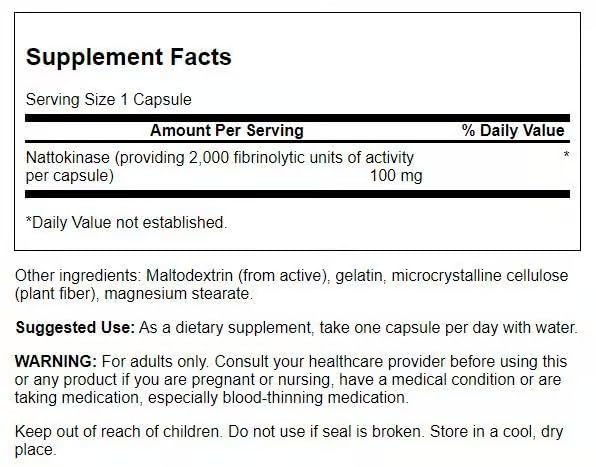 Etiqueta de nattokinase Swanson lateral