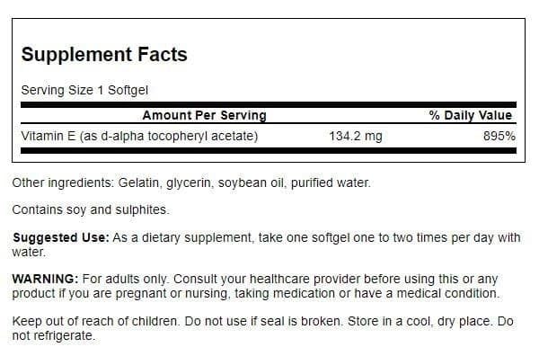 Etiqueta de la vitamina E