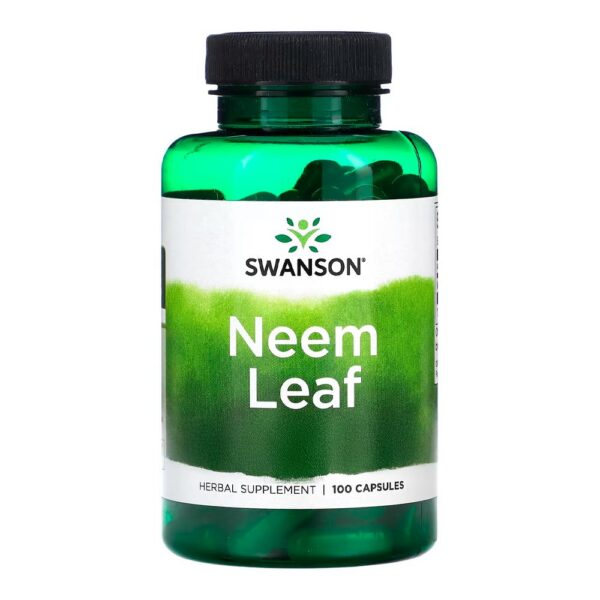 Frasco de suplemento Swanson Neem Leaf 500 mg 100 cápsulas