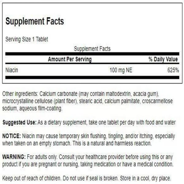 Etiqueta lateral Swanson Niacin 100 mg NE