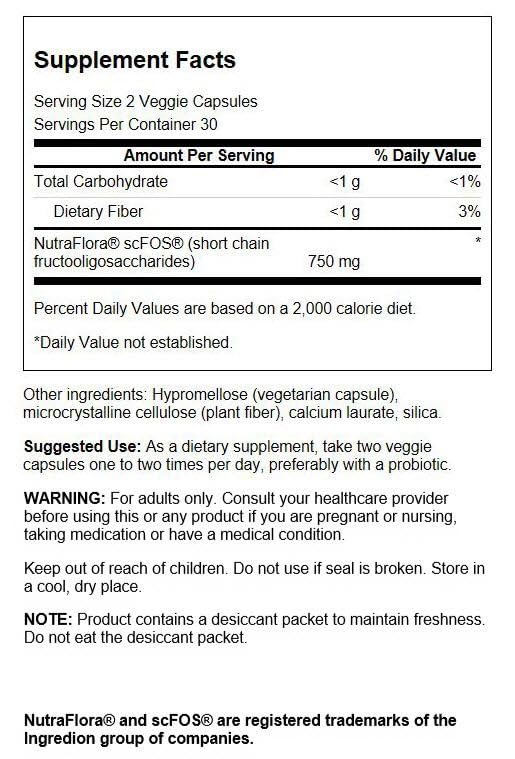 Swanson Nutraflora suplemento prebiótico para flora amigable
