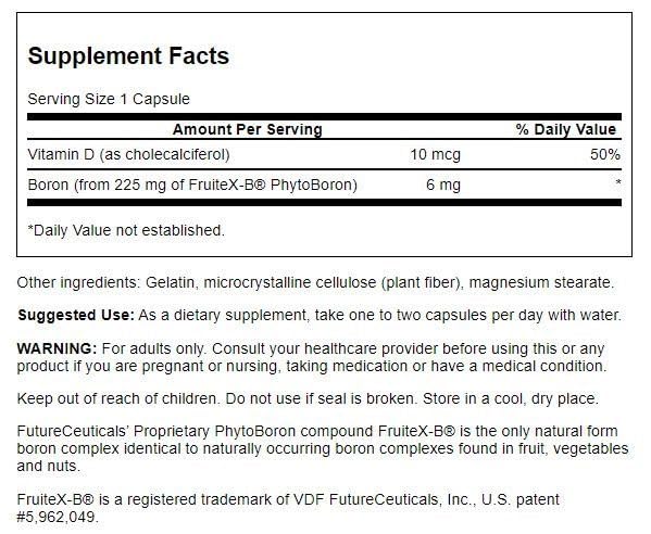 Swanson paquete cápsulas vitamina d y boro