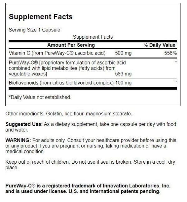 Etiqueta y frasco Swanson PureWay-Vitamin C