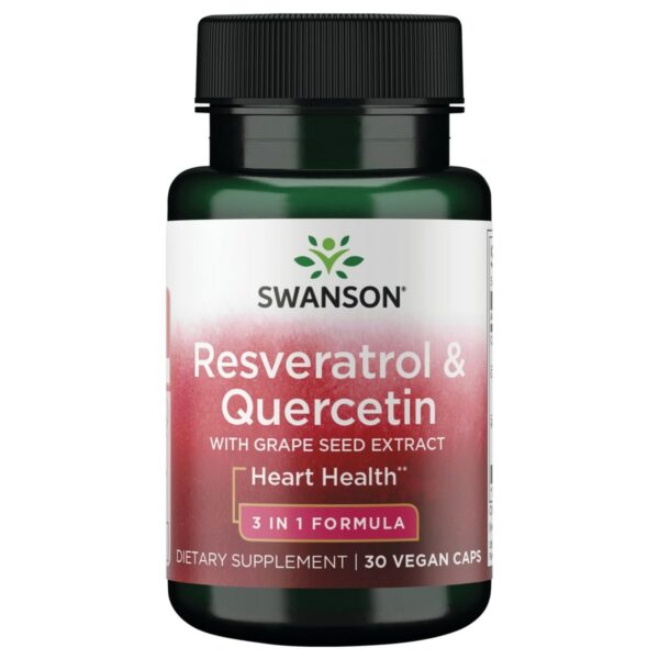 Frente del frasco Swanson Resveratrol Quercetina