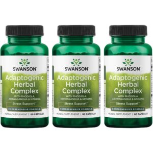 Version 1.0.0 Paquete de 3 botellas Swanson Rhodiola Ashwagandha Ginseng capsulas