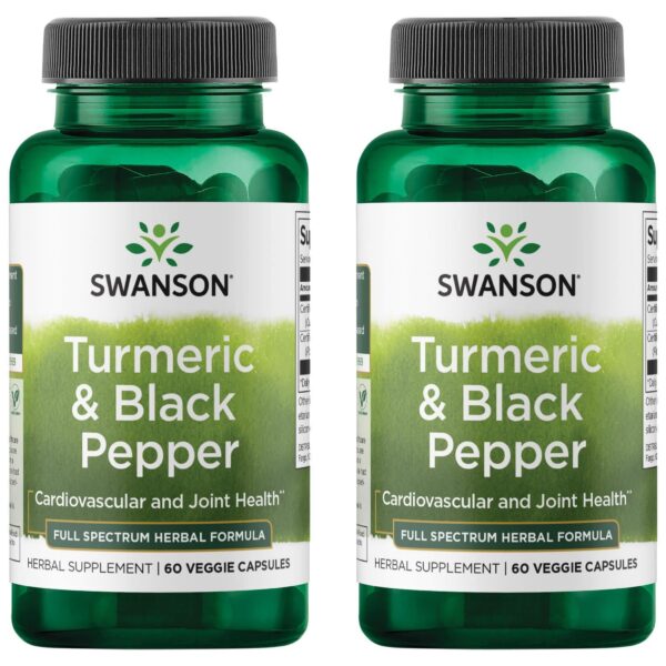 Swanson suplemento orgánico cúrcuma y pimienta negra 60 cápsulas paquete 2