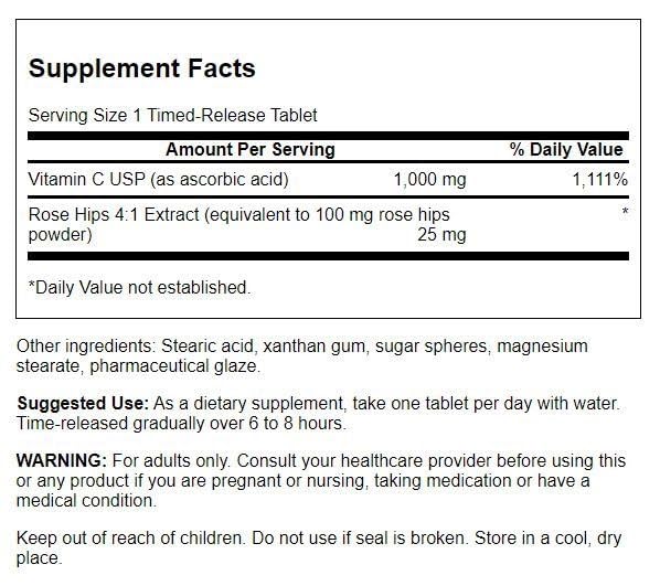 Tabletas suplemento vitamina c swanson sistema inmune y corazón