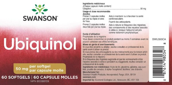 Swanson ubiquinol etiqueta lateral
