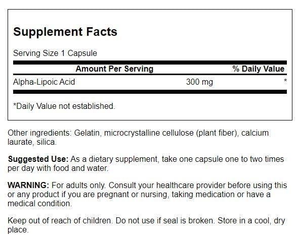 Etiqueta Swanson Ultra ácido alfa-lipoico