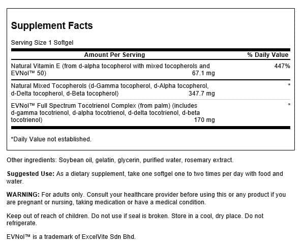 Version 1.0.0 Etiqueta de Swanson Vitamin E full spectrum