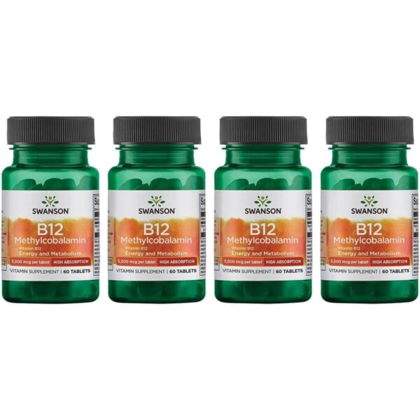 Swanson Vitamina B-12 metilcobalamina 5000 mcg 60 tabletas botella
