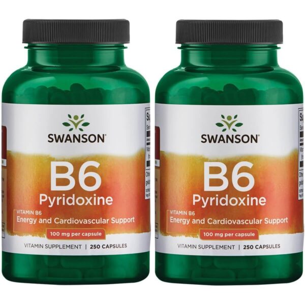 Swanson Vitamina B6 Piridoxina 250 cápsulas paquete de 2