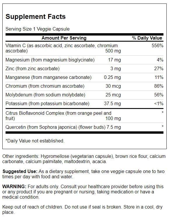 Version 1.0.0 Etiqueta de Swanson vitamina C en cápsulas