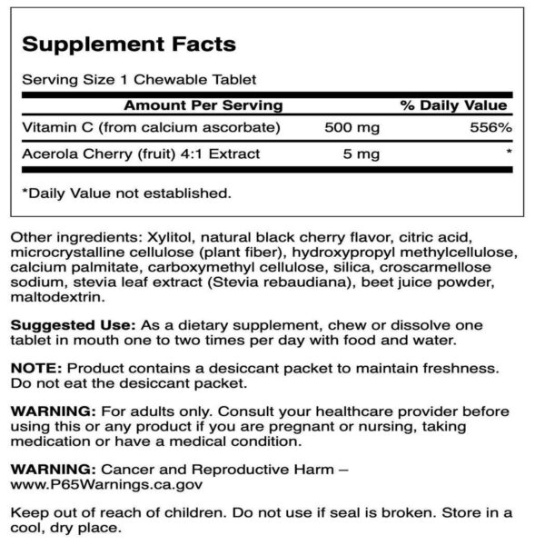 Etiqueta Swanson Vitamina C masticable