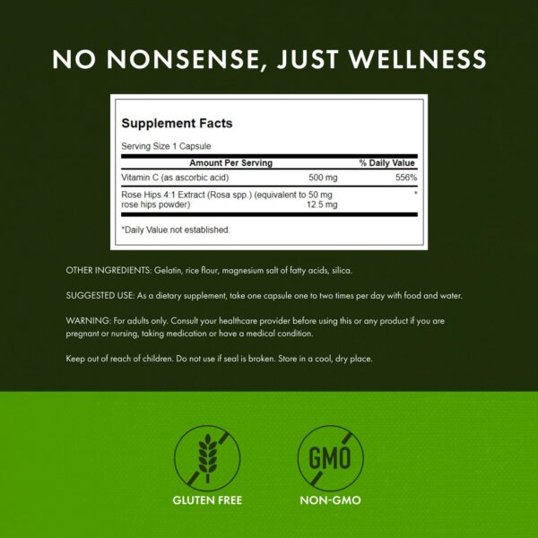 Cápsulas de Swanson Vitamina C Rose HIPS 500 mg