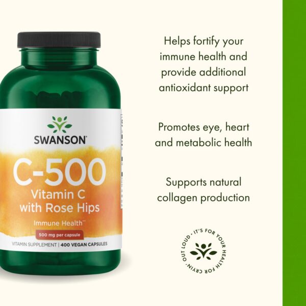 Envase de Swanson Vitamina C Rose HIPS 500 mg